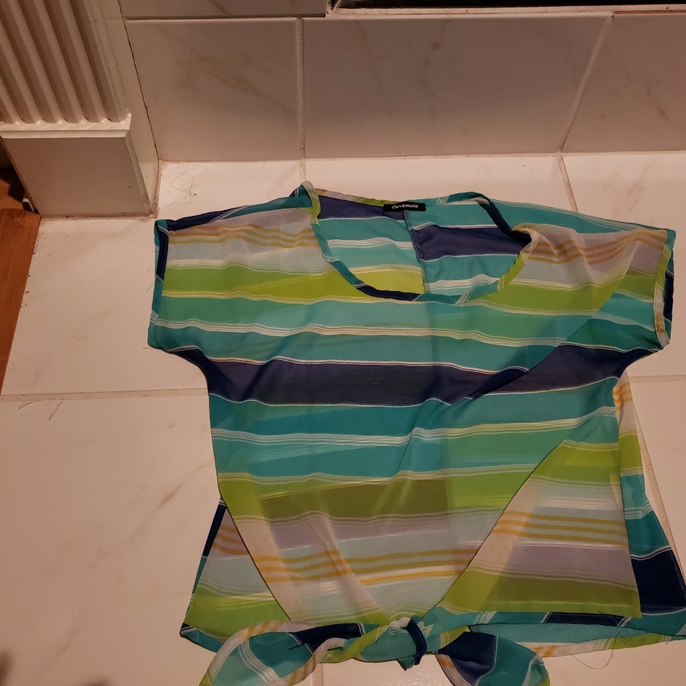 Caramela Royal Blue Aqua & Lime Top